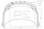 Bęben hamulcowy PE AUTOMOTIVE 016.401-00A (Oś tylna)