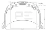 Bęben hamulcowy PE AUTOMOTIVE 106.083-00A (Oś tylna)