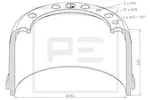 Bęben hamulcowy PE AUTOMOTIVE 146.069-00A (Oś przednia)