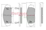 Klocki hamulcowe - komplet METZGER 1170649 (Oś przednia)